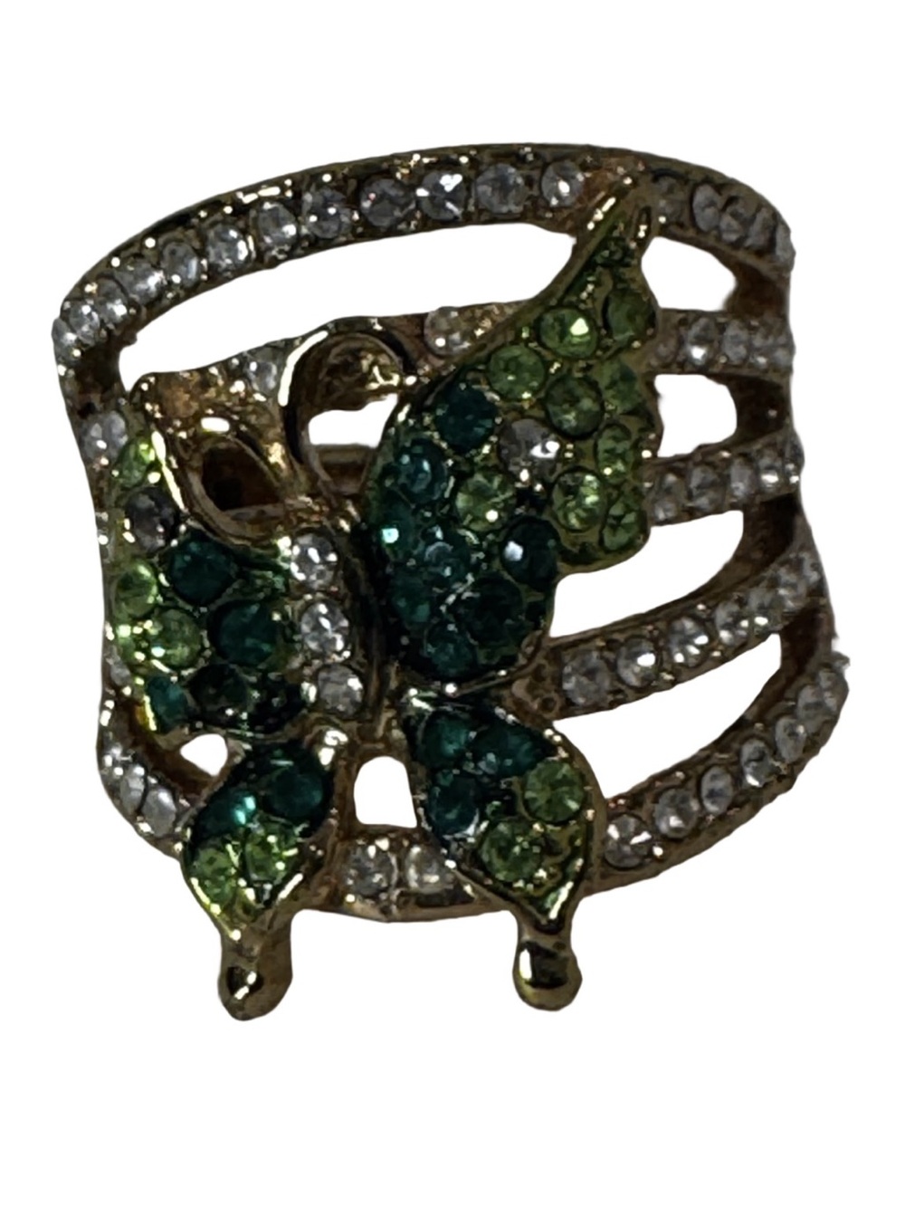 Green Crystal Butterfly Statement Ring - Women Jewelry